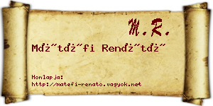 Mátéfi Renátó névjegykártya